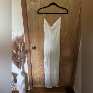 Meshk Adela Cowl Midi Dress With Pearl Trim - White - XXS